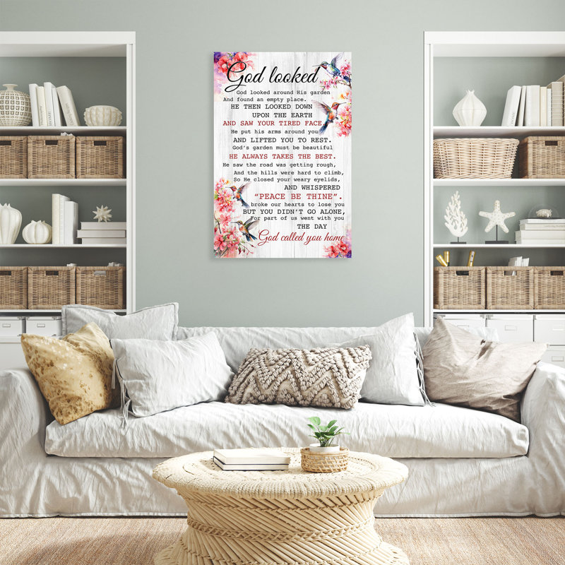 «God Looked God Around», impression sur toile tendue, H 20 po x l 16 po x P 1,25 po
