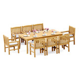6 Seats 7 Pcs Grade-A Teak Wood Dining Set: 83" Rectangle Table And 6 Devon Arm Chairs #11DV1806