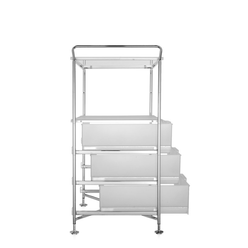 Mobil Storage Drawer, Translucent Ice, 4 Drawers with Open Shelf and Wheels