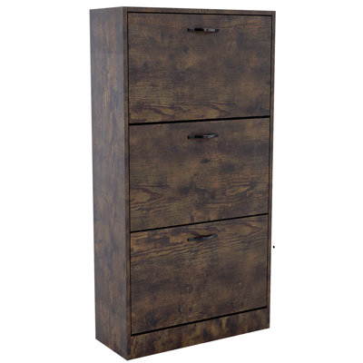 Vida 3 Drawer Flip Down Shoe Storage Free Standing Cabinet For Hallway