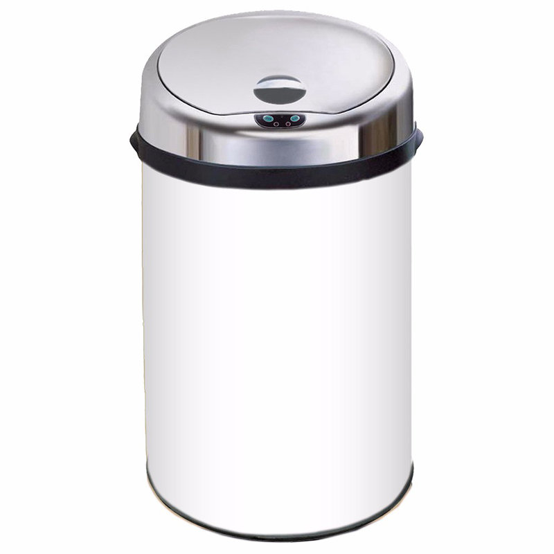 Ladson Steel Motion Sensor Kitchen Trash Can, White, 30L