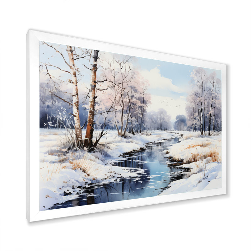 Snow River Wonderland II - impression, H 34 po x l 44 po x P 1,5 po, Cadre photo blanc