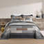 Ensemble de couvre-lit matelassé surdimensionné 100% coton à rayures DDUOXIN - 1 couvre-lit avec 2 taies décoratives-113754248
