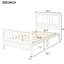 Lit plateforme simple en bois blanc - tête de lit 42 po et 26,3 po, 10 supports, taille facile à assembler avec pin lustré