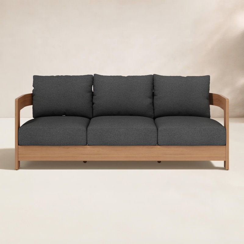 Frances Eucalyptus 77" Outdoor Sofa, Black