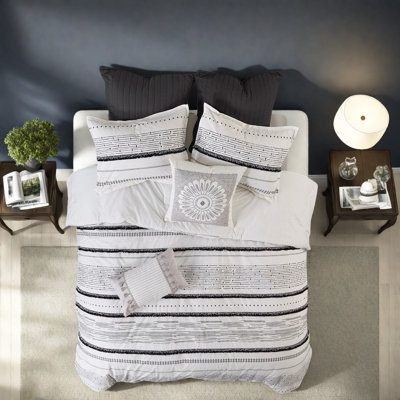Ensemble de literie contemporain en coton, style bohème, très grand / très grand californien pour la maison