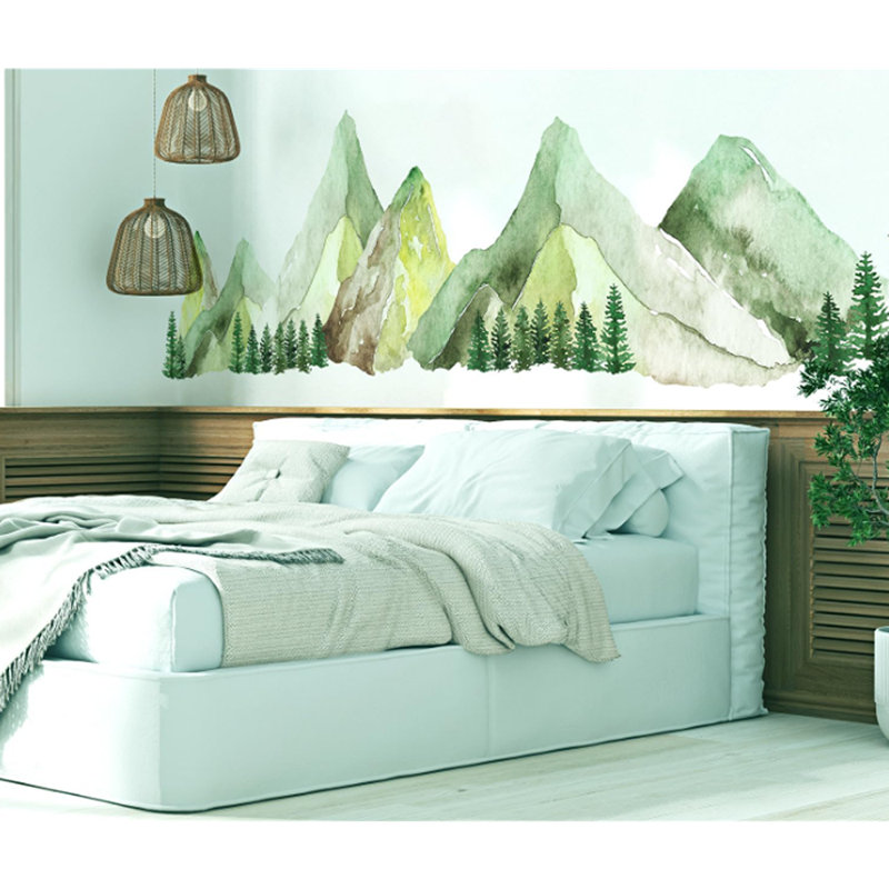 Adhésif décoratif grande montagne, pin vert adhésif et adhésif ...