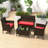 4 Pcs Patio Furniture Set With Washable Cushions And Tempered Glass Coffee Table Red-409910611-409910610