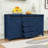 Farmhouse 4 Drawers Sideboard Buffet Cabinet with Sliding Doors, Built-In Power Outlet and Ample Storage-1079705017