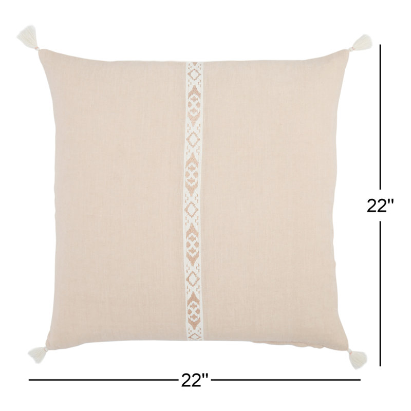 Griffin Embroidered Throw Pillow, Down, Beige