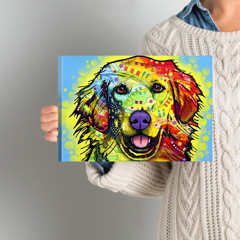 Golden Retriever par Dean Russo, H 8 po x l 12 po x P 0,75 po, Toile