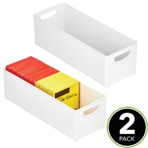 mDesign Plastic Shower Caddy Storage Organizer Basket, Handle, 2 Pack, White