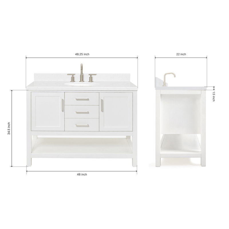Bayhill Single Vanity, White, 54"