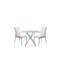 Ensemble de salle à manger carré de 91 cm (36 po) - Style contemporain blanc doux avec table en verre trempé et 2 chaises rembourrées. Pieds en similicuir pour une élégance moderne.