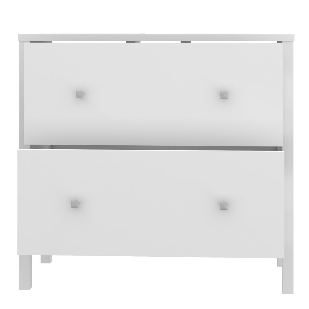 Ipsarion Under Sink Bathroom Storage Unit with 2 Drawers & Silver Handles in White