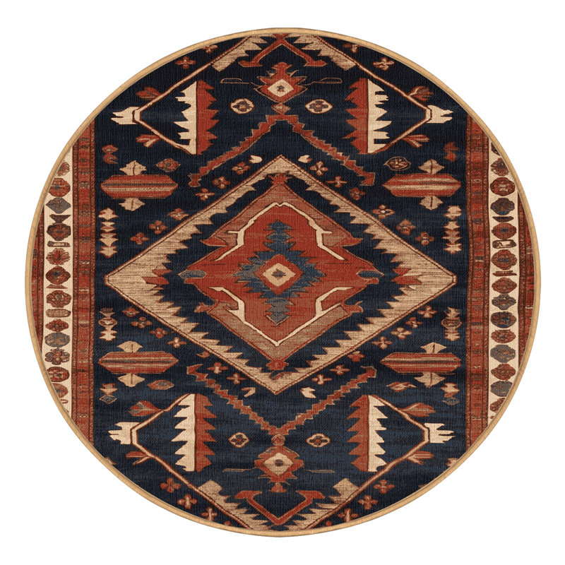 Tapis brun lavable à la machine, Rond 4 pi