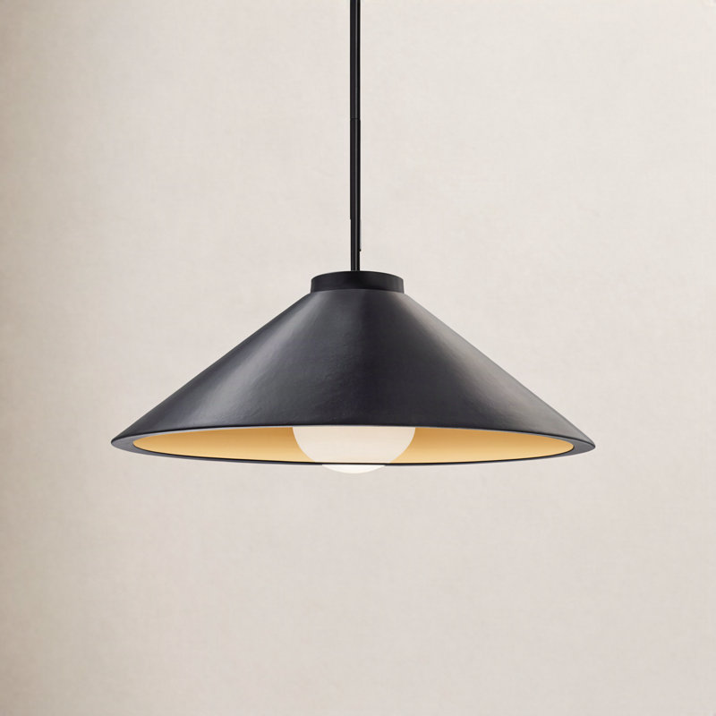 Leni Dimmable LED Single Light Pendant, Gloss Black, Brushed Nickel