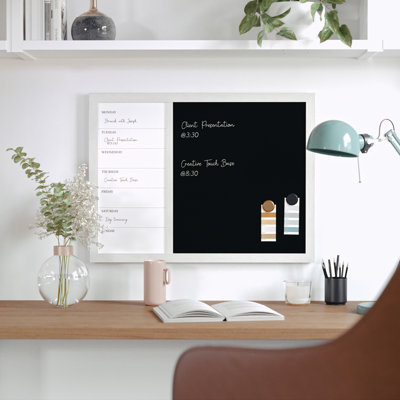 Thomas Martha Stewart Magnetic Weekly Calendar Dry Erase Board and Chalk Board with Liquid Chalk Marker