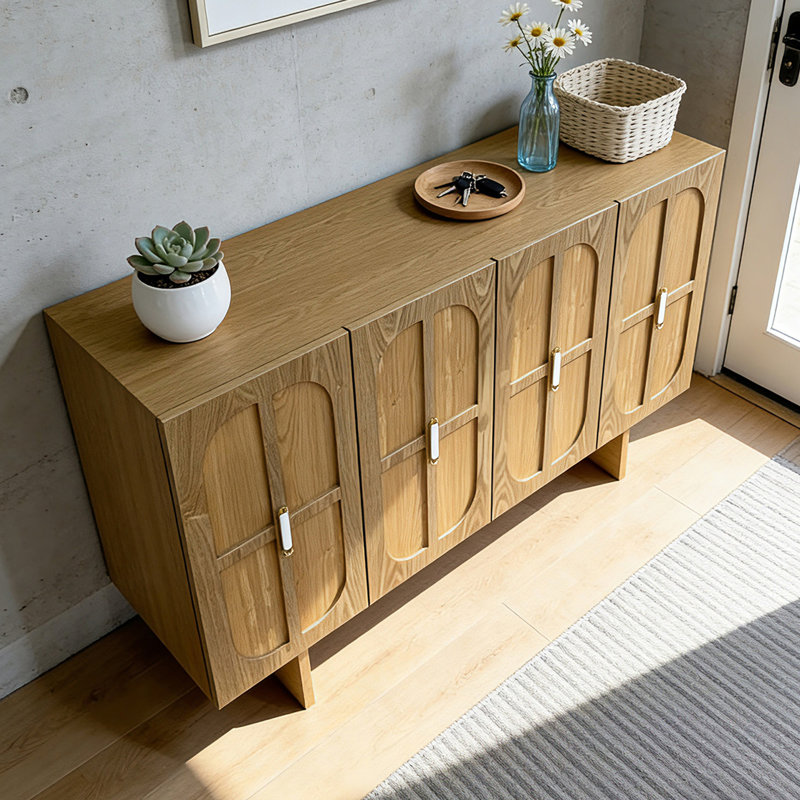Armoire d'entrée Mid-Century, Brun, H 35,4 po x l 59,1 po x P 15,7 po