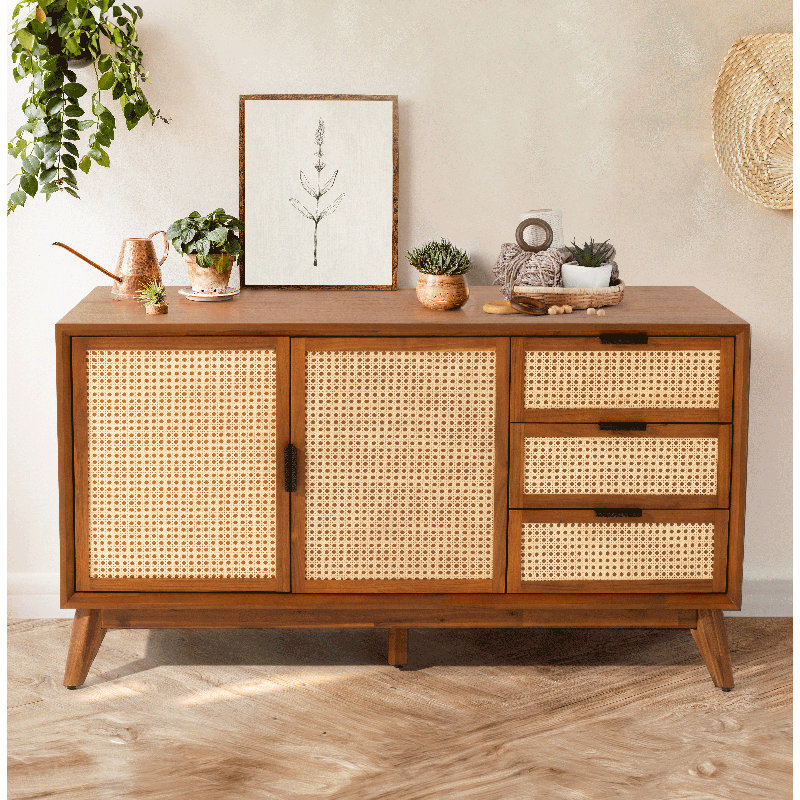 Ailia 58" 3 Drawer Sideboard Fully Assembled, Dark Chocolate