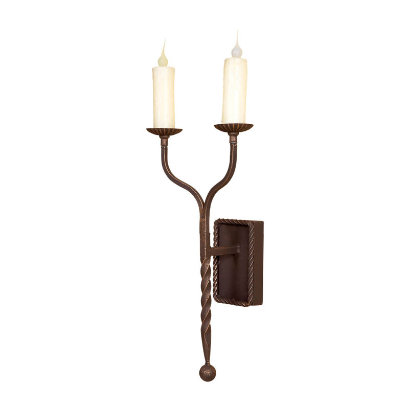 2 - Light Candle Wall Light, Bronze