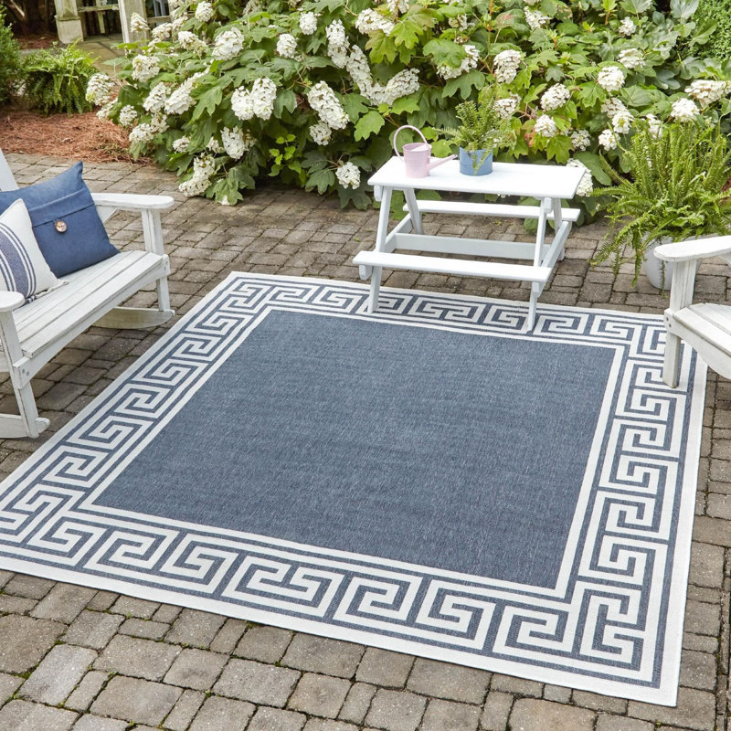 Tapis d'extérieur Ayton de couleur bleu marine, Rectangle 4 pi x 6 pi