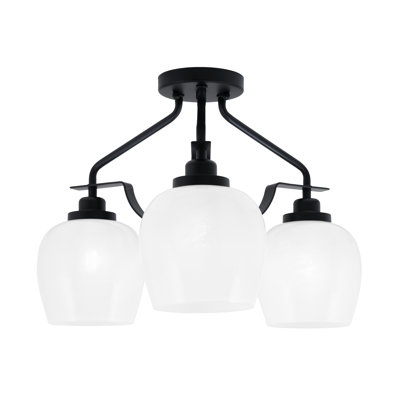 Odyssey 3 Light Semi-Flush Shown In Matte Black Finish With 6" White Marble Glass