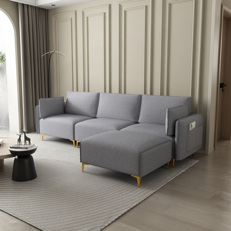 Canapé et chaise longue réversible 108,6 po Grandpre Grandpre, Polyester gris