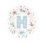 Lettre illustrée H bleue - impression-52820175-52820176-52820177