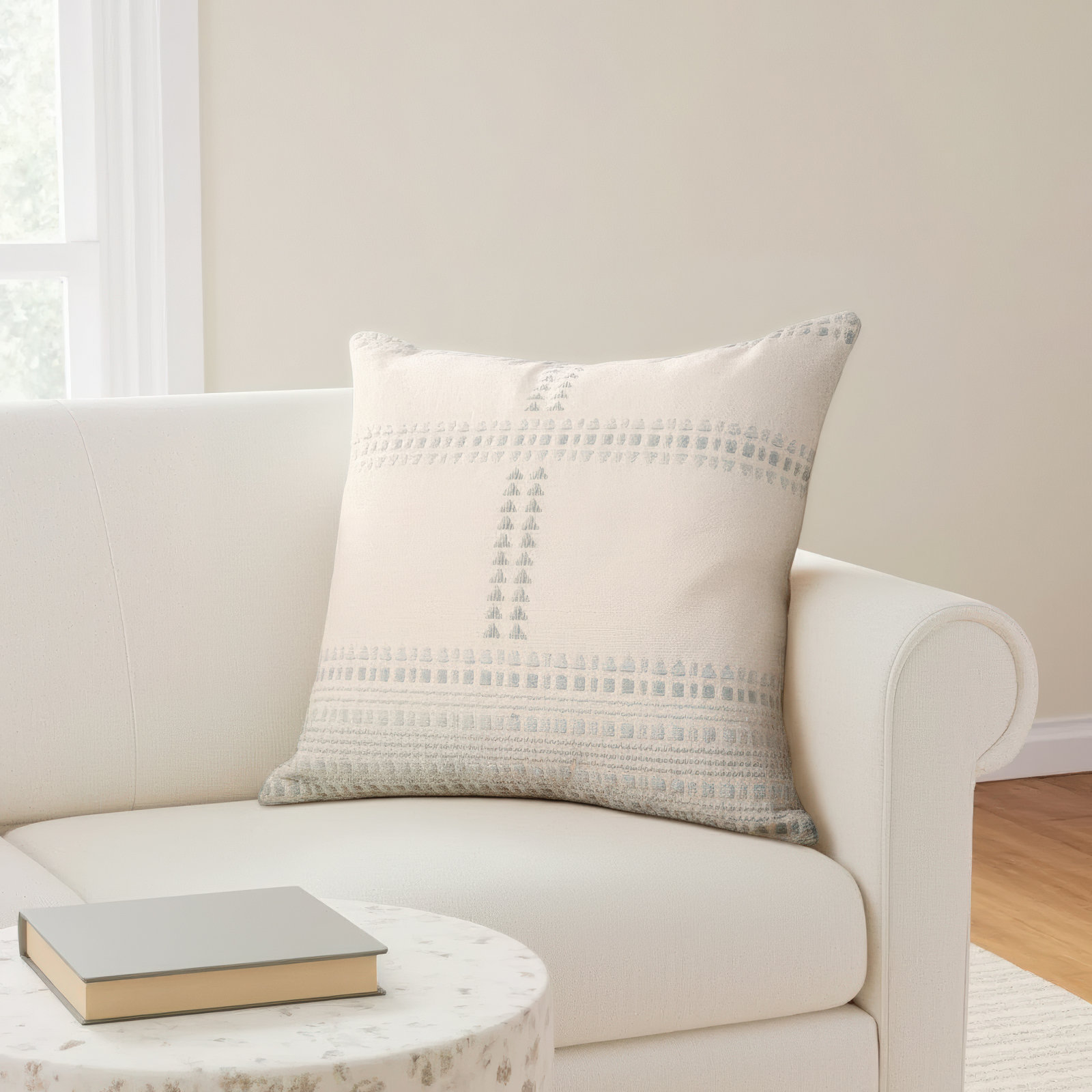 Bryson Embroidered Cotton Throw Pillow, Polyester