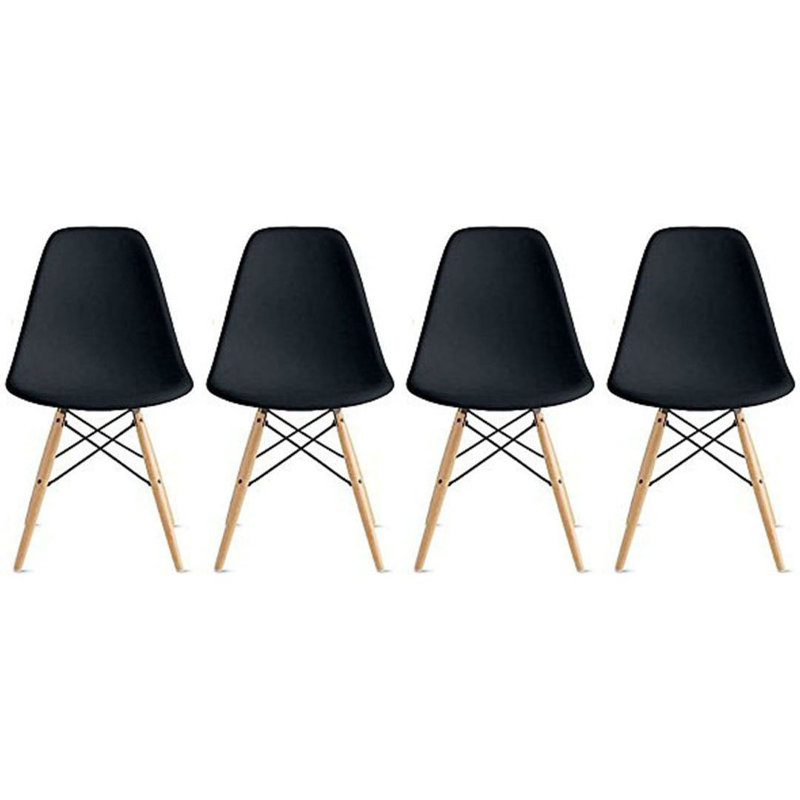 18'' H Side Chair, 4, Black/Natural