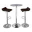 Ensemble de bar réglable 3 pièces avec plateau en acrylique et tabourets en similicuir brun riche, structure en métal chromé