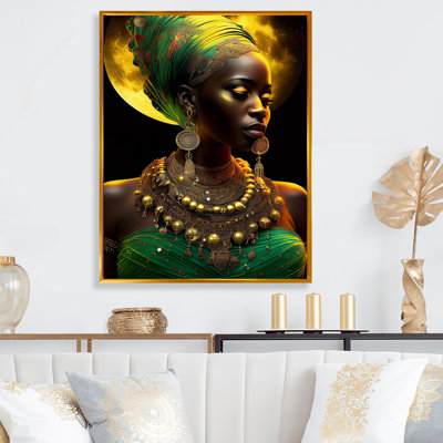 " Emerald Queen African Woman Under Moon III "