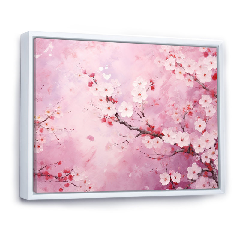«Minimalisme», impression d'art sur toile Cherry Bliss Tree II, H 16 po x l 32 po x P 1 po, Cadre flottant blanc