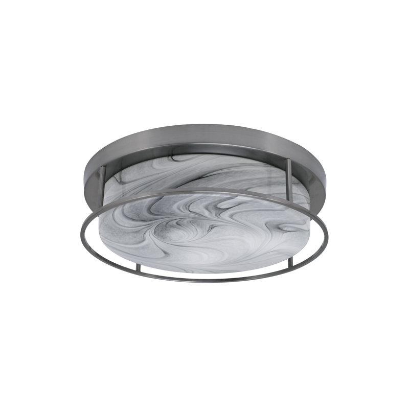 Plafonnier encastré Chinweotito 18 po, 4 ampoules, illustré en finition nickel brossé avec verre tourbillon onyx