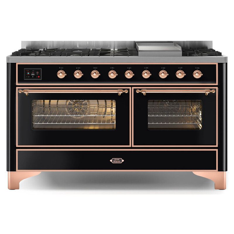 Majestic II 60" 5.02 cu. ft. Freestanding Dual Fuel Range with Griddle, Liquid Propane, Matte Graphite/Copper