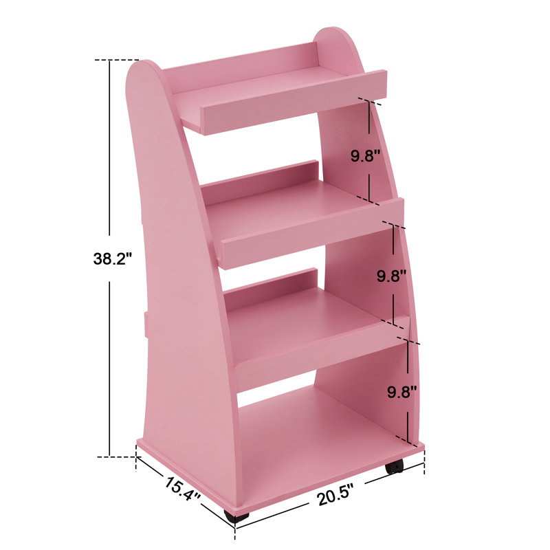 Salon Storage Trolley with Shelf and Wheels,Book Organizer, Pink, Pink