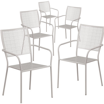 Oia Indoor-Outdoor Steel Patio Arm Chair with Square Back