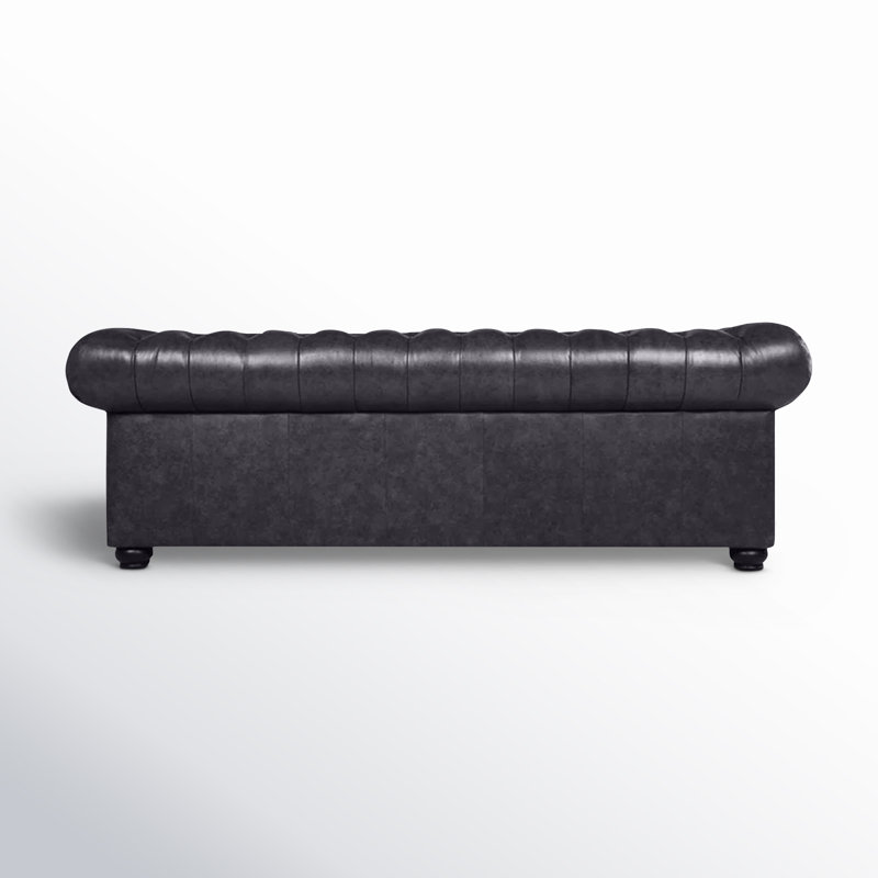Freddie 95'' W Leather Sofa, Pebble Beach Charcoal Genuine Leather
