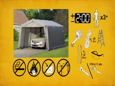 Gray 12' x 20' Steel Frame Portable Garage with Zippered Doors
