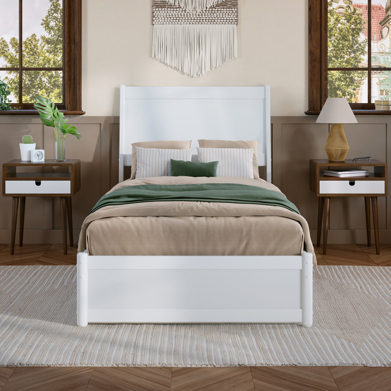 Lit gigogne en bois massif Avdesh, Blanc, Simple TG