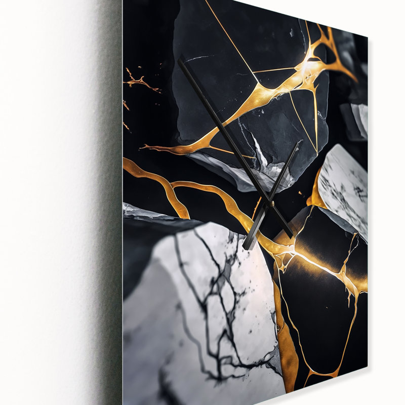Abstract Geode Marble II - Horloges murales abstraites en marbre, H 32 po x l 16 po x P 1 po