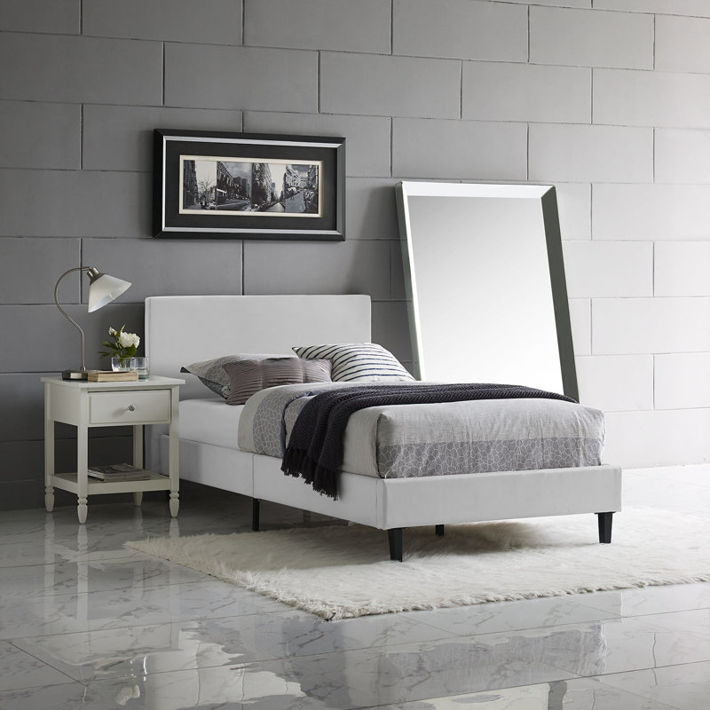 Anya Full Double White Faux Leather Upholstered Bed Frame