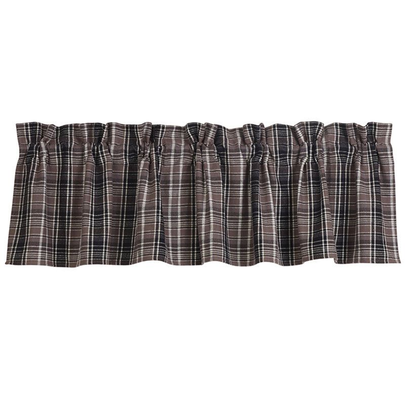 Wide Neutral Plaid Cotton Rod Pocket Valance