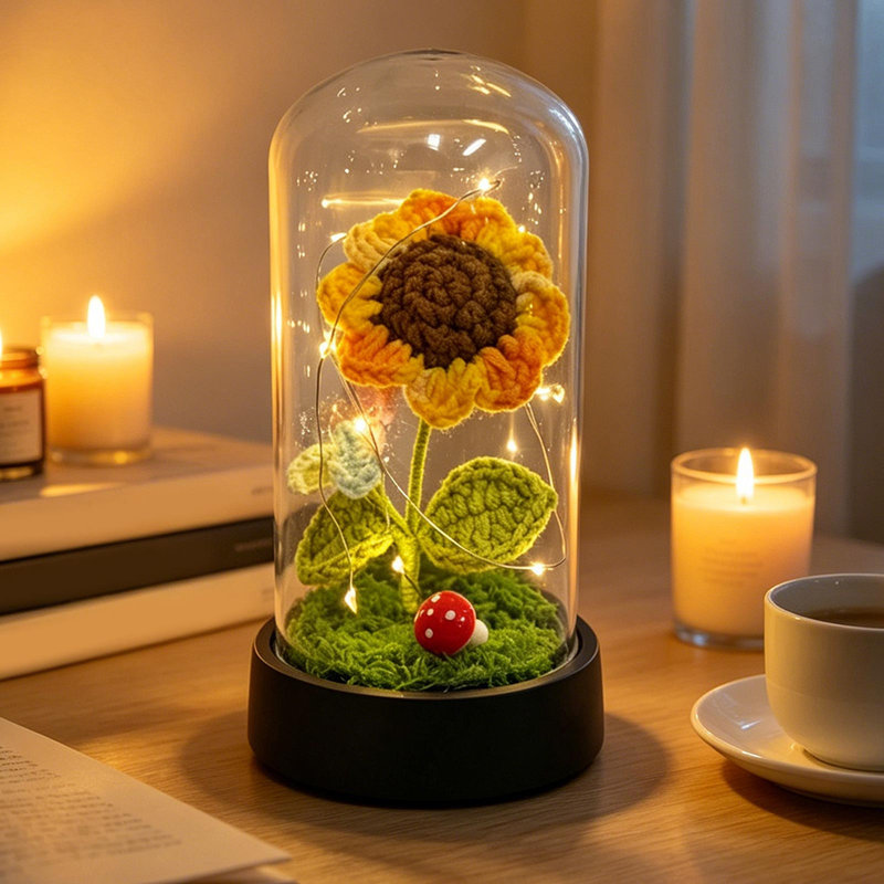 Lampe à fleurs en tricot tricoté pour la chambre, B