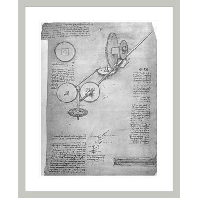 Croquis d'un moulin à roulettes fol. «2r-a from the Codex Atlanticus» par Leonardo da Vinci, impression giclée encadrée