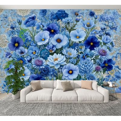 Papier peint adhésif chinois à motif floral chinois à motif floral rétro H 100 po x l 144 po, papier peint amovible chinois