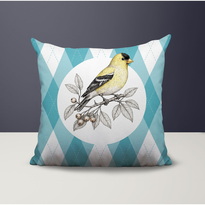 Oreiller réversible intérieur / extérieur Yellow Finch, 16 x 16, Sarcelle
