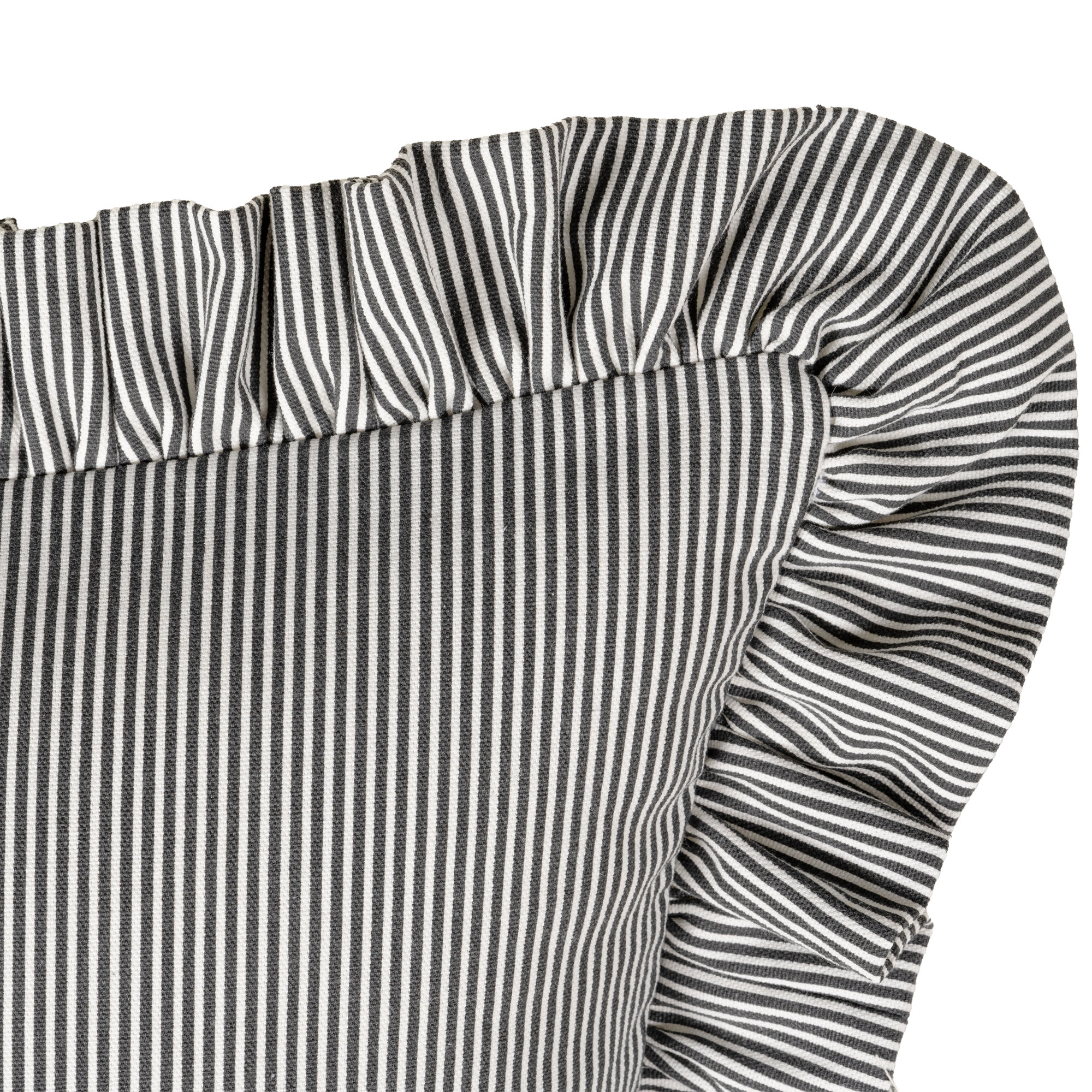 Birch Lane Oxford Stripe Ruffled Accent Pillow, Black, Feather