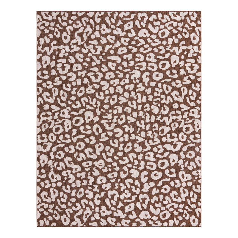 Tapis intérieur / extérieur en polypropylène tissé à la machine brun / beige, Rectangle 9 pi x 12 pi